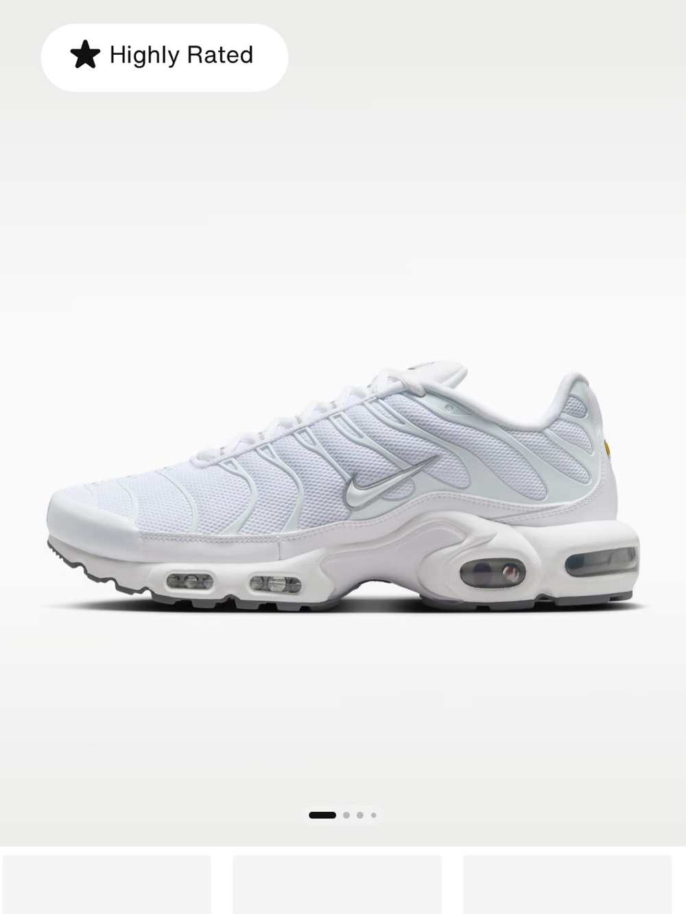 Nike White and Light Gray Air Max Plus Sneakers